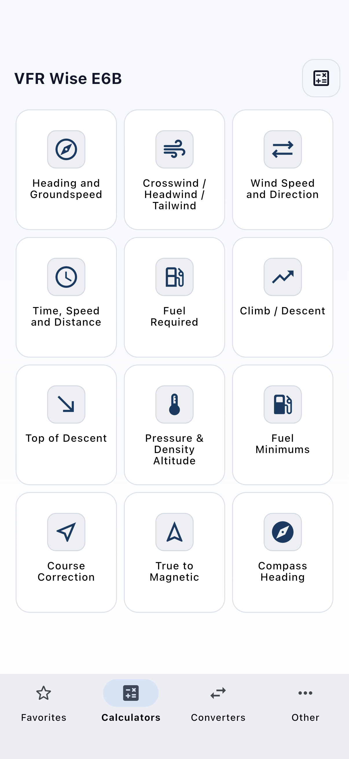 VFR Wise E6B screenshot